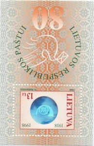 LITUANIA 1998Emblem of Lithuanian post on the background of IN FOGLIETTO MNH** - Picture 1 of 1