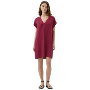 GAP V-Neck T-Shirt Midi Dress Small Short Sleeves Berry Red Pockets Rayon NWT - Picture 1 of 7