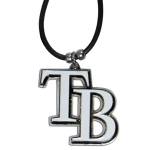 Tampa Bay Rays Rubber Cord Necklace w/ Logo Charm Licensed MLB Jewelry - Picture 1 of 3