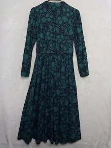 Vintage Laura Ashley Kleid Wolle Baumwolle Cottagecore Prairie Floral Teal Navy Blau - Bild 1 von 16