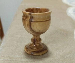Natural Olive Wood Wine Cups Hand Made Bethlehem Holy Land Blessed Gift - Picture 1 of 7
