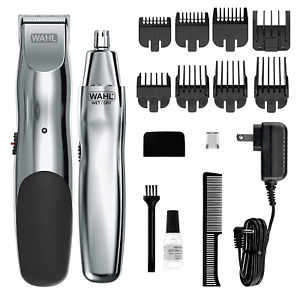 WAHL Groomsman Rechargeable Beard Trimmer kit for 15 Piece, Silver/Black