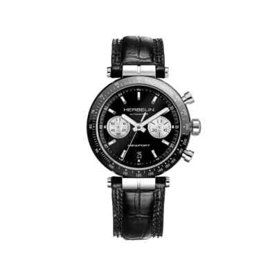 Michel Herbelin Newport 256ACN24 Mens 42mm Black Leather Strap Chronograph Dial - Image 1 of 4
