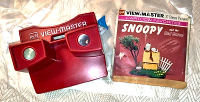 Visor Gaf View-Master rojo/blanco/azul de colección 3 carretes Snoopy Red Baron 1969 usado Foto 1 de 2