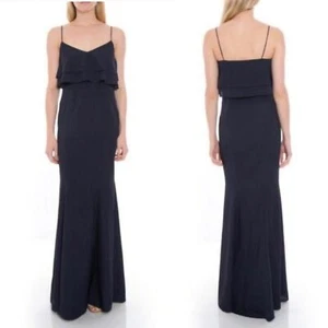Revolve Navy sleeveless ruffle Monte gown maxi dress prom wedding guest size 8 - Picture 1 of 8