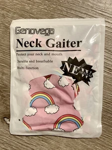 New 2-pack Kids Unicorn Face Mask Neck Gaiter Unicorn Rainbow 8”x 12” - Picture 1 of 11