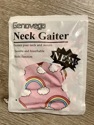 New 2-pack Kids Unicorn Face Mask Neck Gaiter Unicorn Rainbow 8”x 12” - Image 1 of 4