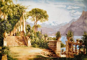 LODGE AT LAKE COMO COTE D'AZUR LARGE TAPESTRY WALL HANGING MEDITERRANEAN 76"x52" - Picture 1 of 1