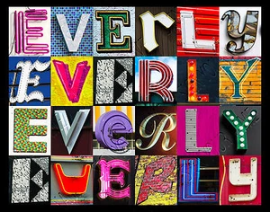 EVERLY Name Poster featuring photos of actual sign letters - Picture 1 of 1