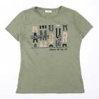Papaya Womens Green Polyester Basic T-Shirt Size 10 Crew Neck - Amour