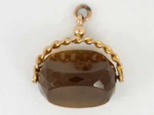 Rauchquarz Uhrenanhänger 9 kt Gold Vintage 375 16,3 g DE5 - Bild 1 von 3