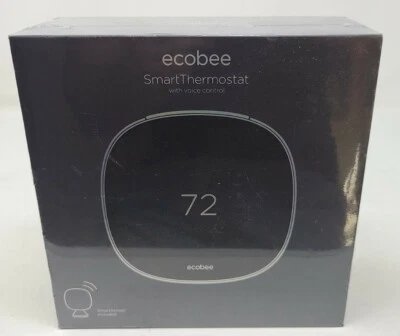 ecobee - Smart Thermostat with Voice Control - Black Model:EB-STATE5-01. New - Image 1 of 4