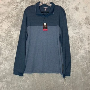 Van Heusen Men Classic Flex Natural Stretch Striped Long Sleeve Polo Shirt M NWT - Picture 1 of 9
