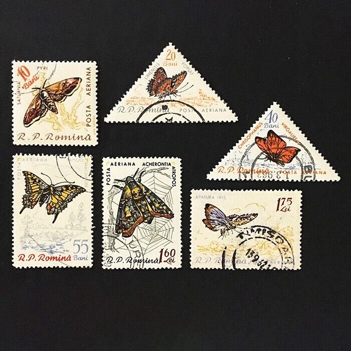 Rumania 1960 Juego Completo Mariposas Polilla CTO Sc#C89-C94 Mi#1918-1923 Foto 1 de 1