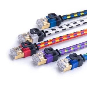 Cable LAN Ethernet CAT7, cable plano de Internet de alta velocidad AUCAS RJ45 enchapado en oro - Imagen 1 de 73