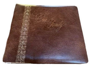 Our Family Gilded Genuine Cowhide Bound Custom Photo Album - Picture 1 of 12