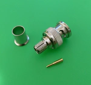 (10 CONFEZIONI) Connettore a crimpare BNC maschio 3 pezzi RG6 - Venditore USA - Foto 1 di 3