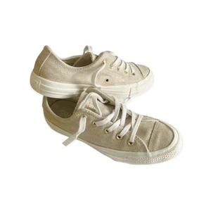 Zapatos de moda Converse color tostado con hilo metálico dorado para mujer talla 6 - Imagen 1 de 6