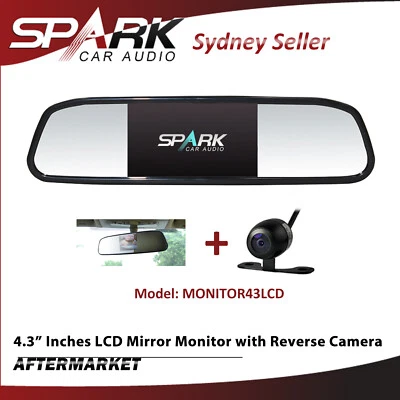 4.3" DIGITAL LCD COLOR MIRROR MONITOR CAR REARVIEW DISPLAY + REVERSING CAMERA CP - Image 1 of 4