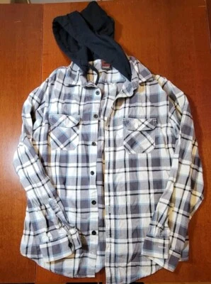 Hawk Skateboarding Shacket Mens Medium Flannel Shirt With Hood  - Image 1 of 4