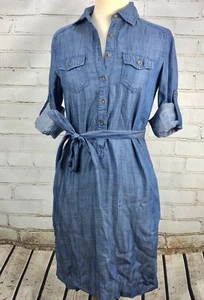 BANANA REPUBLIC Chambray Shirt Dress - Blue Denim Jean Belted Size 2 XS Lyocell - Picture 1 of 6