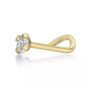 22 Gauge 0.07 Carat Diamond Curved Screw Nose Ring for Women in 14K Yellow Gold - Picture 1 of 23
