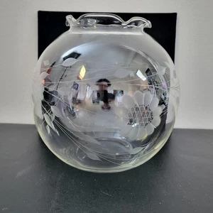 Vntg WJ Hughes Cut "Corn Flower" Rose Bowl Ruffled Edge - Picture 1 of 20