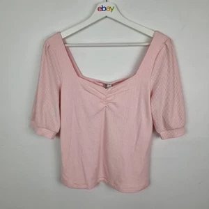 Forever New Top Size M Pink Estella Sweetheart Square Neck Rib Top NWT - Picture 1 of 5