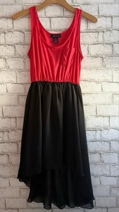 Material Girl Juniors Sleeveless High-Low Maxi Dress Black & Coral size Small - Picture 1 of 4
