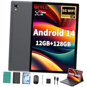 Android 14 Tablet with Keyboard - 10 inch Tablet, 12GB RAM, 128GB ROM Green - Picture 1 of 7