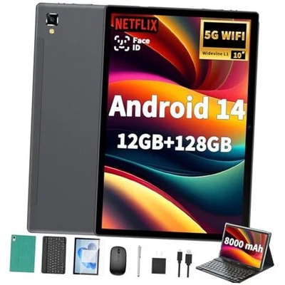 Android 14 Tablet with Keyboard - 10 inch Tablet, 12GB RAM, 128GB ROM Green - Image 1 of 4