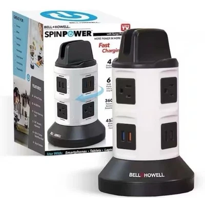 Bell + Howell 4-Outlets / 6 USB Spin Power - The Ultimate Smart Charging Station - Image 1 of 4