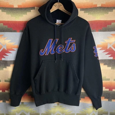 De colección 00s New York Mets MLB Béisbol Script Negro Sudadera con Capucha Sudadera Para Hombres Mediana Foto 1 de 4