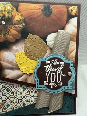 Stampin Up Handmade Thank You Fall Autumn Thankful Thanksgiving Card - Image 1 of 3