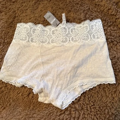 Aerie Shortie Culotte Short Panties Size Small Tan With Lace - Image 1 of 4
