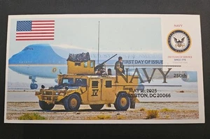 2025 Navy Stamp First Day Cover FDC Postmark Air Force One Tank Navy Seals - Picture 1 of 2
