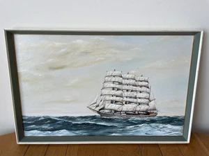Öl an Bord - Clipper Segelboot Meer Maritim - gerahmt & signiert (25" x 16") - Bild 1 von 13