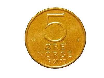 1973  NORWAY  5  ORE COIN - Image 1 of 2