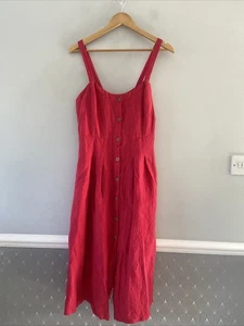 Joe Browns Dress 14 Linen Blend Pink Button Down Stretch Back - Picture 1 of 14