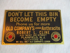 Vintage Messing Anthrazit Werbeschild 5" x 3" - Bild 1 von 2