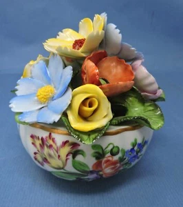 Hand-Painted Herend Hungary Porcelain Bowl, Colourful Porcelain Flowers - Picture 1 of 6