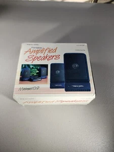 Vtg Realistic Minimus 40-1323 Portable Amplified Stereo Speakers Case & Cables - Picture 1 of 4