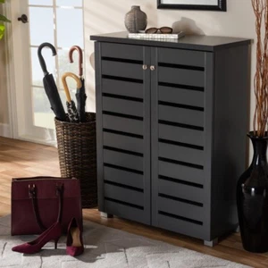 Entryway Shoe Storage Closet Cabinet Shelf Organizer Rack Hallway Contemporary - Picture 1 of 10