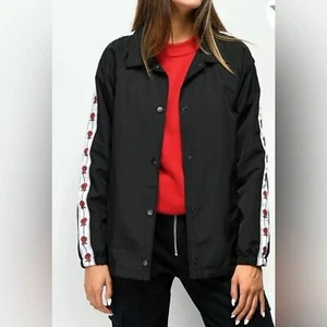 Empyre Leona Black & Roses Coaches Jacket. Y2K BOHO Cottagecore Feminine Size M - Picture 1 of 8