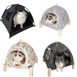 2 en 1 Tienda Elevada para Gatos Casa para Gatos Portátil Interior/Exterior Linda Cama para Gatos Almohadilla Suave - Imagen 1 de 28
