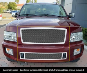 Fits 2004-2010 Infiniti QX56 Stainless Steel Chrome Mesh Grille Insert Combo - Picture 1 of 4