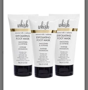 Whish Hand Remedy & Exfoliating Foot Mask 2.5oz Coconut Milk & Verbena Set of 3 - Picture 1 of 11