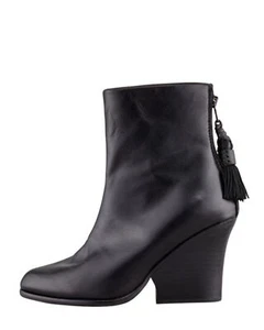 Rag & Bone Tacita Black Leather Wedge Heels Ankle Boots Size 38 - Picture 1 of 6