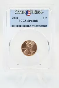 2008-P PCGS SP68RD Lincoln Cent Satin Finish 1C - Picture 1 of 2