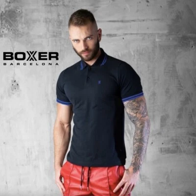 Polo Boxer Barcelona Mediano Suavemente Usado Mezcla de Algodón Sin Etiqueta de Tela 20" axila a Foto 1 de 4